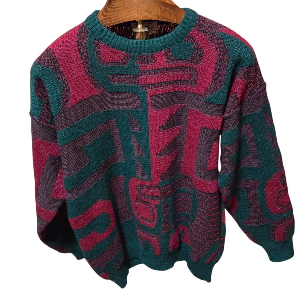 Vintage Confezioni di lusso Italy 3D Cosby Coogi Style Crewneck Sweater Sz Large